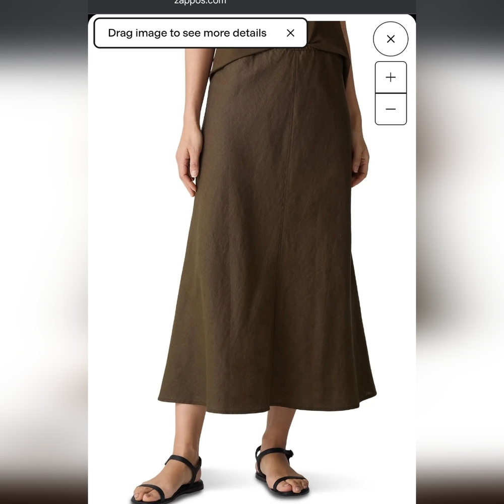 Eileen Fisher Khaki A-Line Skirt